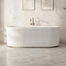 Ciri Gloss White Acrylic Fluted Freestanding Bath with Overflow